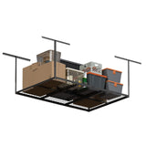 eShelf 4x6ft Overhead Garage Storage Rack, Heavy duty metal garage ceiling storage rack, 22''-40" Adjustable Ceiling Dropdown, 450lbs Loading Weight Capacity, Black eShelf