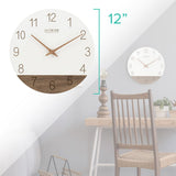 La Crosse 404-3630B 12" Sierra Wood Quartz Analog Wall Clock, White La Crosse