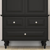 FUNISIR Bedroom Wardrobe Cabinet with 2 Doors, Wood Armoire Closet with Hanging Rod, Wardrobe Closet with 3 Drawers & Multi-Shelves for Clothes Organize, Black (19.7" D x 31.5" W x 70.9" H) FUNISIR