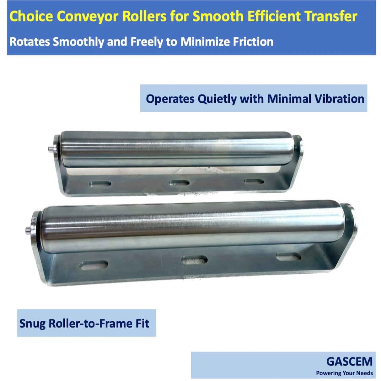 Pack of 2 10"BF Long Roller and Bracket l 1.5"Ø Galvanized Steel Conveyor Roller I Set of Roller and Bracket Versatile as Support Rollers for Woodworking, Roller Stand or Bike Rollers Conveyor Rollers Gascem