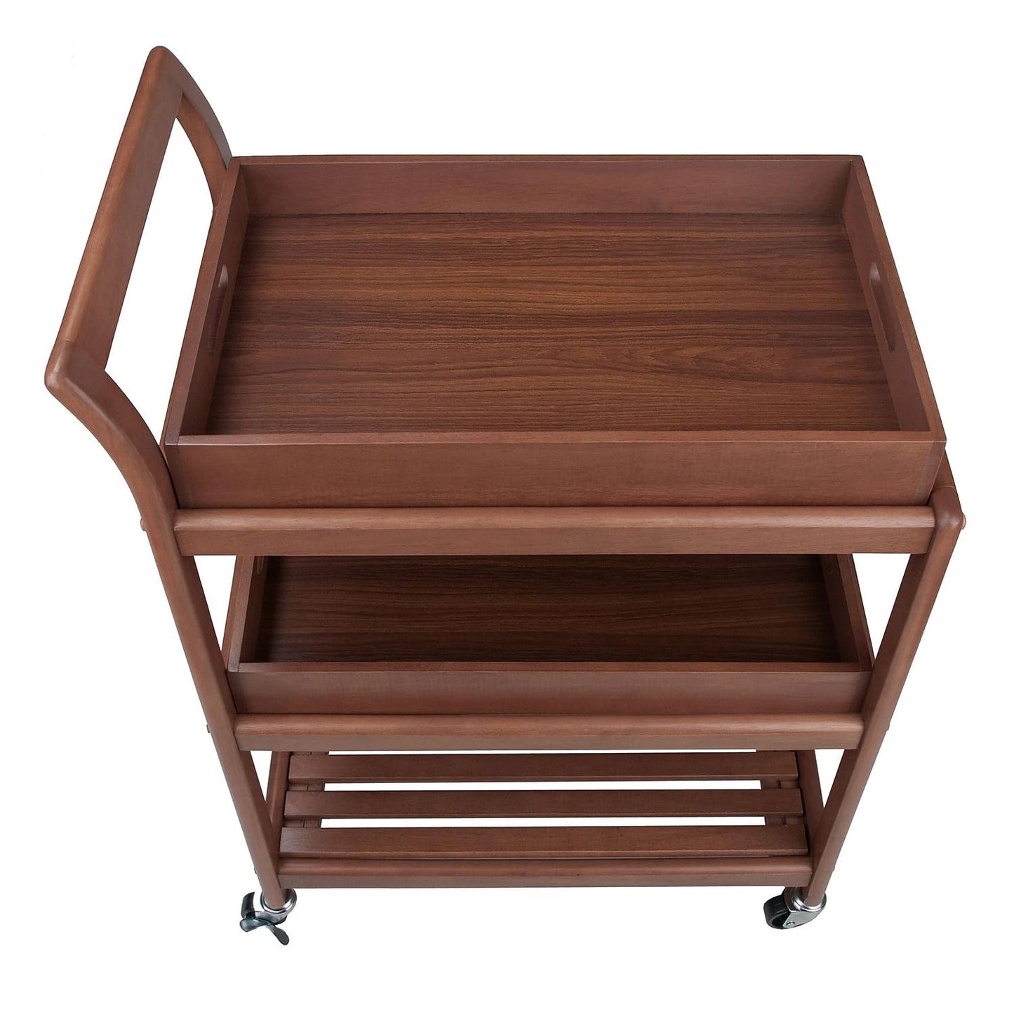 Winsome 3-Shelf Wood Mobile Serving Cart with Lockable Wheels, Walnut (94138)