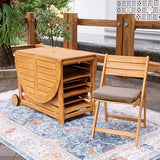 Cambridge Casual Miami Teak Wood Patio Dining Set with Cast Shale Cushion, Natural Teak/Cast Shale Cambridge Casual
