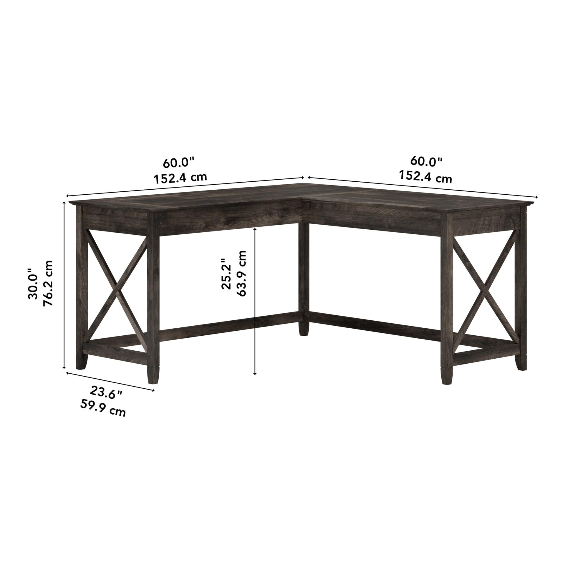 Bush Furniture Key West L Shaped Desk, 60-inch Modern Farmhouse Writing Desk for Home Office - WoodArtSupply