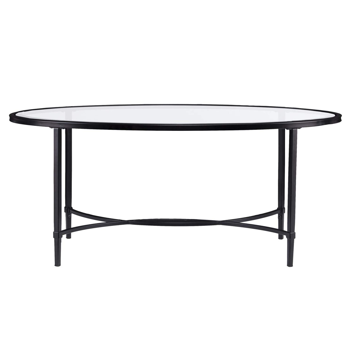 SEI Furniture Quinton Metal/Glass Oval Cocktail Table - Black, 45 in x 25 in x 19 in SEI Furniture