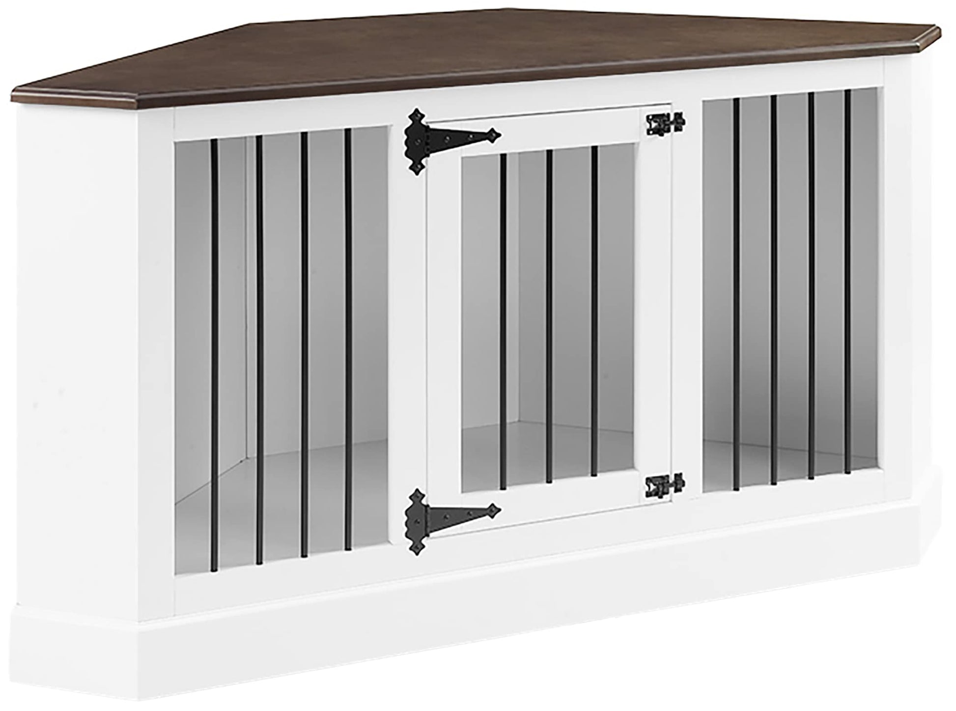 Crosley Furniture Winslow Corner Dog Crate Credenza Kennel for Pets, White - WoodArtSupply