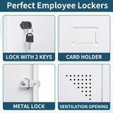 MIIIKO Office Storage Locker with Keys, 6 Doors Employee Lockers White, Large Metal Locker for School, Locker Room, Gym, Breakroom and Mudroom MIIIKO