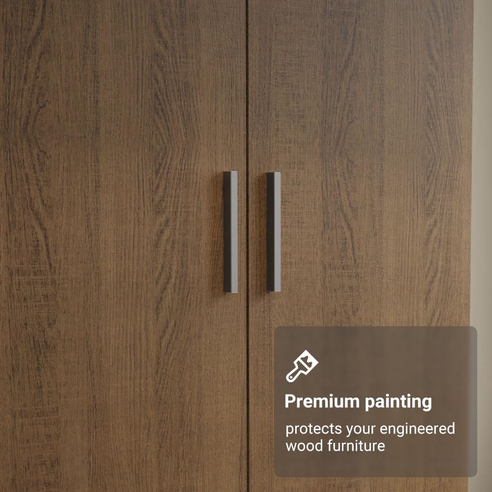 Madesa 2 Door 2 Drawer Storage Cabinet Wardrobe with Shelf and Hanging Space 31 Inch Wooden Armoire Closet Organization Unit for Bedroom and Office - Rustic Madesa