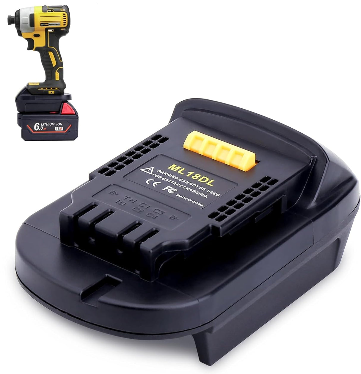 ML18DL Battery Adapter Compatible with Dewalt 20V Cordless Tools, Adapter Convert for Milwaukee 18V M18 Battery to Replacement for Dewalt 20V Max Lithium Battery (Adapter Only) zyystarttogo