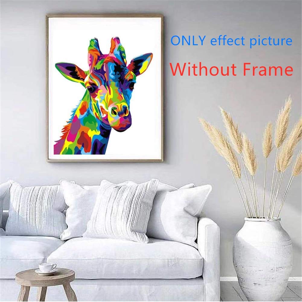 Giraffe Paint by Numbers Kits for Kids & Adult, Kids Paint by Number Kits Canvas Painting by Numbers, Colorful Giraffe 16x20inch Without Frame Komking