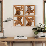 JOLLYMER Live Edge Teak Wood Wall Decor, Rustic Wooden Wall Art, Handcrafted Home Decoration for Living Room Bedroom Office, 17"x17" Natural Frame JOLLYMER