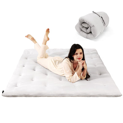 Syrinx Japanese Floor Futon Mattress Twin Size, Foldable Tatami Mat Portable Camping Sleeping Pad, Boys Girls Dormitory Thicken Mattress, Roll Up Floor Bed for Adults Child, Grey, 39"x 80"