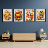MjhRcll 4 Packs Paint by Numbers for Adults,Fall Paint by Numbers on Canvas,DIY Pumpkins Picture Paint by Number Kits Without Frame Acrylic Painting for Home Wall Decor 12X16 Inch MjhRcll
