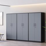 MIIIKO Metal Storage Cabinet with Locking Doors, Black Garage Storage Cabinets with 5 Adjustable Shelves MIIIKO