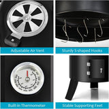 Giantex 3-in-1 Charcoal BBQ Smoker, Outdoor Grill Cooker with Built-in Thermometer and 6 Hooks for Outdoor Backyard Cooking Grilling Camping Giantex