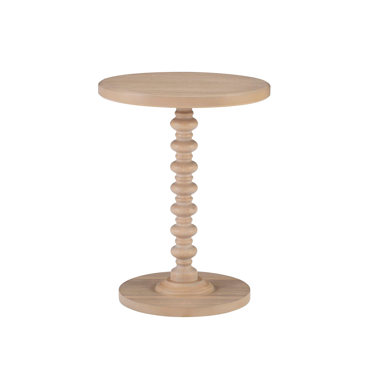 Powell Natural Tarkin Round Wood Turned Spindle Pedestal Side Accent Table Powell