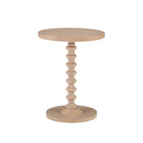 Powell Natural Tarkin Round Wood Turned Spindle Pedestal Side Accent Table Powell