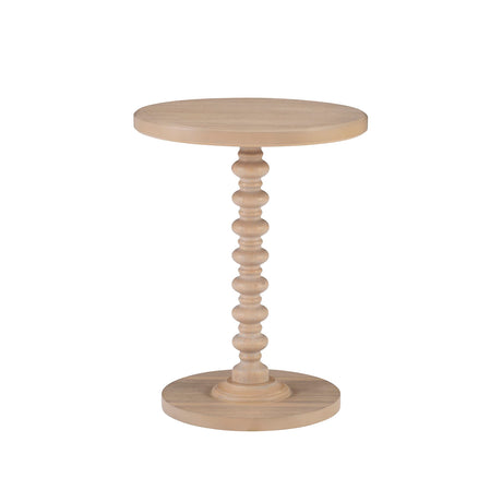 Powell Natural Tarkin Round Wood Turned Spindle Pedestal Side Accent Table Powell
