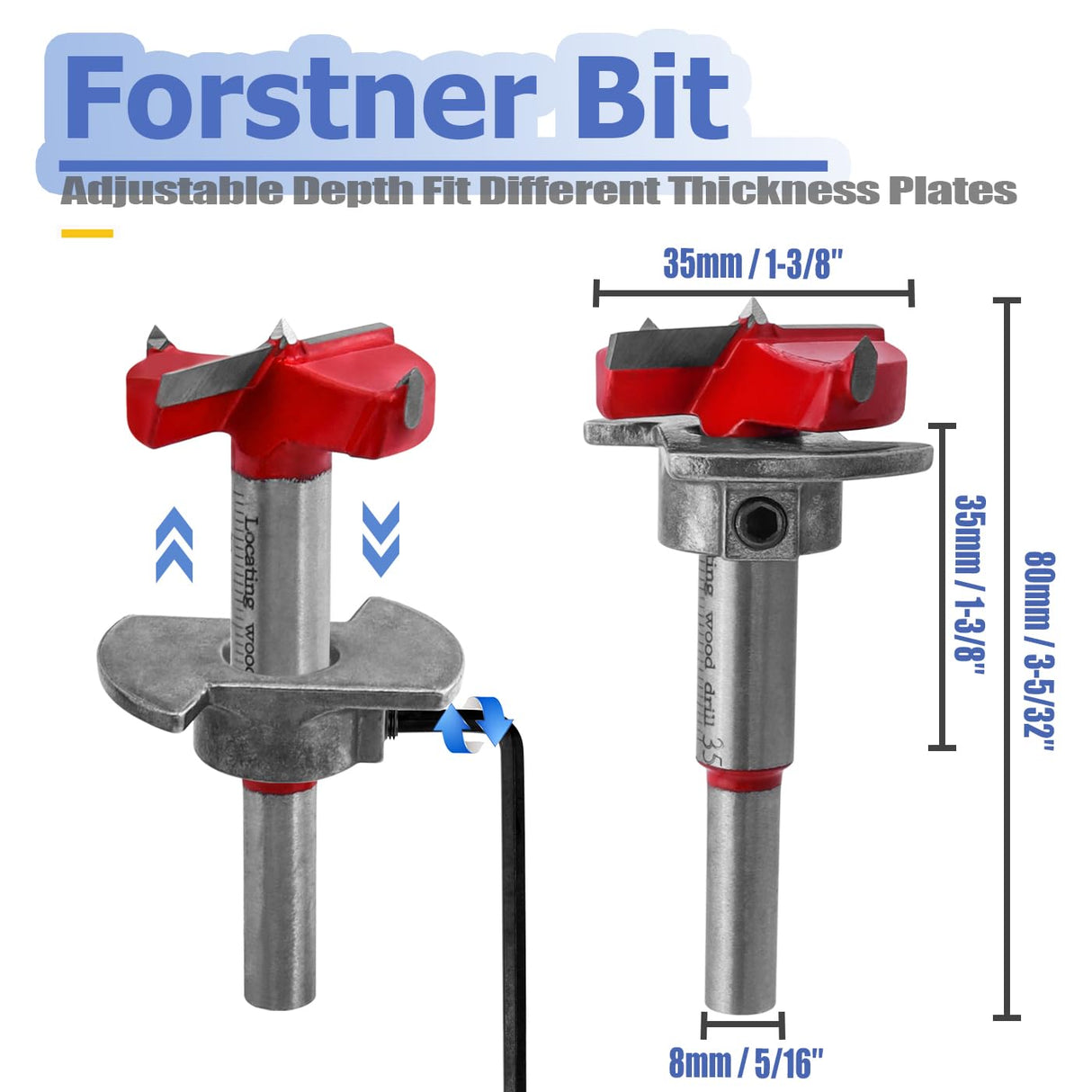 Mesee Hinge Jig Drill Bits Set 35mm Forstner Bit with Door Hinge Hole Jig Template Concealed Hinge Hole Drill Guide Locator Woodworking Cabinet Hinge Boring Jig Hole Cutter Positioner Tool Kit Mesee