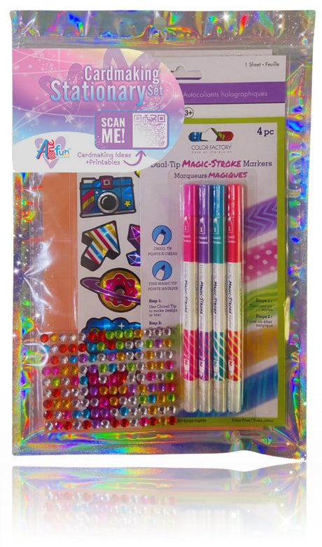 Card Making Kit for Kids - Stationary Set for Girls Foil Art for Girls 8-10 Card Making Kit for Adults with Fun Foil Stickers Foil Fun Art Kit for Kids Pen Pal Kit Stationary for Girls Unicorn Gifts AoneFun
