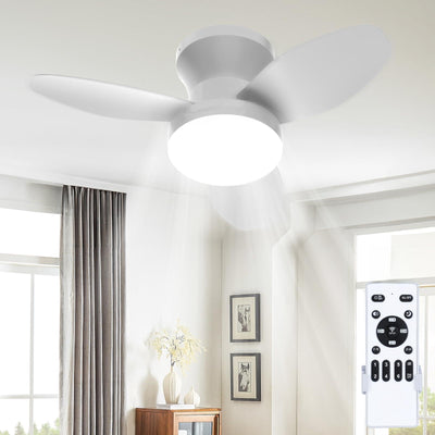 Vilante Ceiling Fans with Lights, 24 Inch Low Profile Ceiling Fan with Light and Remote Control, Dimmable, 6 Speeds, 3CCT, Flush Mount, Quite, Reversible DC Motor Modern Ceiling Fan for Bedroom