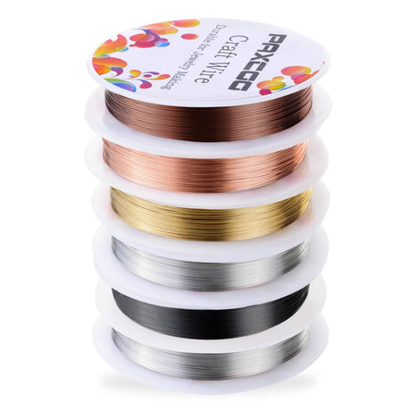PAXCOO 6 Pack Jewelry Beading Wire for Jewelry Making Supplies and Craft (24 Gauge) PAXCOO