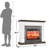 LGHM 44" Electric Fireplace with Mantel, Portable Freestanding Wood Stove Heater, Realistic 3D Dancing Flame Effect and Stacked Stone Surround, Remote Control Timer for Living Room, Bedroom LGHM