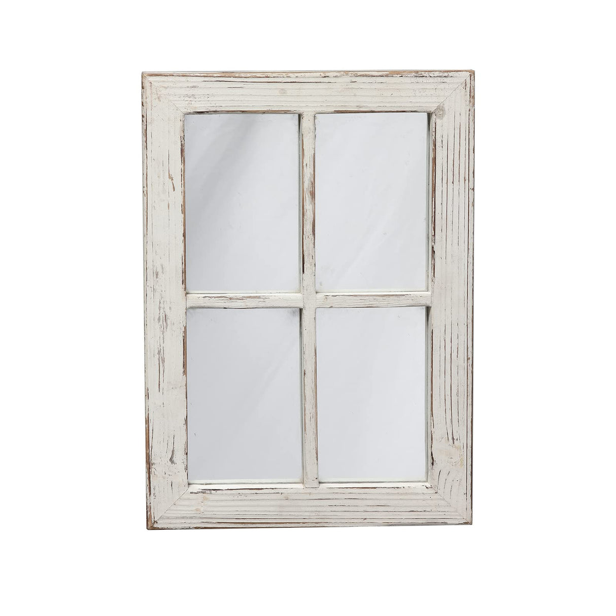 Sintosin Rustic Small Window Pane Mirror Wall Decor 11 x 16 inches, Hanging Distressed White Farmhouse Rectangle Wood Frame Mirror, Handmade Decorative Window Mirrors for Living Room Christmas Sintosin