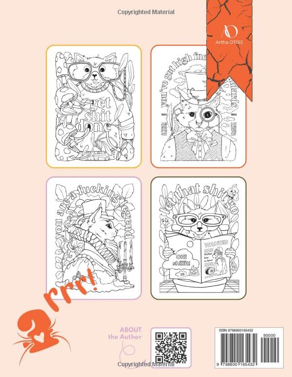 Motivational Swearing CATS: stress relief, relaxation and motivation | coloring book for adults WoodArtSupply