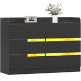 Frmobepts 6 Drawer Dresser with Charging Station and LED Light, Modern Wide Chest of Drawers for Bedroom or Living Room, 47.2" D x 15.7" W x 33.5" H, Black Frmobepts