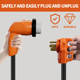 Ficstar 50 Amp RV Extension Cord 25 ft, Heavy Duty 6/3+8/1 SJTW AWG RV Power Cord with Grip Handle Twist Lock, NEMA 14-50P to SS2-50R with Polarity Lamp Ficstar