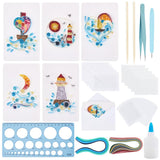 WEBEEDY 20 Sets Paper Quilling Kit for Adults Beginners 5 Styles Lighthouses Boats Waves Love Theme Quilling Greeting Card Making Kit with Instruction Ideal Gift for Sailing Enthusiasts WEBEEDY