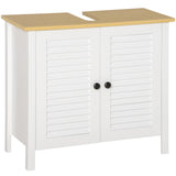 HOMCOM Under Sink Storage Cabinet with Removable Shelf, Bathroom Vanity Cabinet with 2 Doors, White HOMCOM