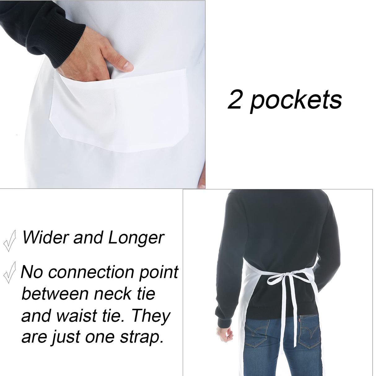 multifuns 12 pcs White Aprons Bulk Waterdrop Resistant for Women Men Kitchen Cooking Grilling Aprons with 2 Pockets (24x28 inch, White multifuns