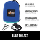 GORILLA GRIP Durable Portable Camping Hammock, Holds 500lbs with Heavy Duty Tree Straps, Comfortable Travel Swing, Camp Hammocks, Easy to Use and Install, Outdoor Essentials, Blue, 10x6.5 FT GORILLA GRIP