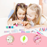 Nail Art Kit with Non-Toxic Nail Polish for Girls, 34Pcs Kids Nail Design Tool Set with Peel-off Nail Polishes, Dotting Pen, False Nail, DIY Sticker, Nail Decoration Gift for Girls Age 6-15 M&U MAKE YOU UP