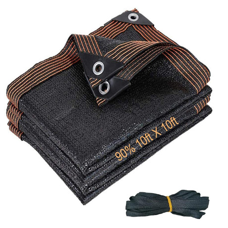 90% Shade Cloth for Garden, 10ft x 10ft Outdoor Shade Fabric Mesh Tarp with Grommets, UV Resistant Sun Shade Netting for Plants, Pergola Cover, Patio, Privacy Fence, Backyard, Greenhouse Flscnoe