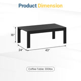 Wisteria Lane Outdoor Furniture Patio Coffee Table, Rectangle Outdoor Coffee Table, All-Weather Patio Metal Coffee Table for Balcony, Garden, Deck, Backyard, Black Wisteria Lane