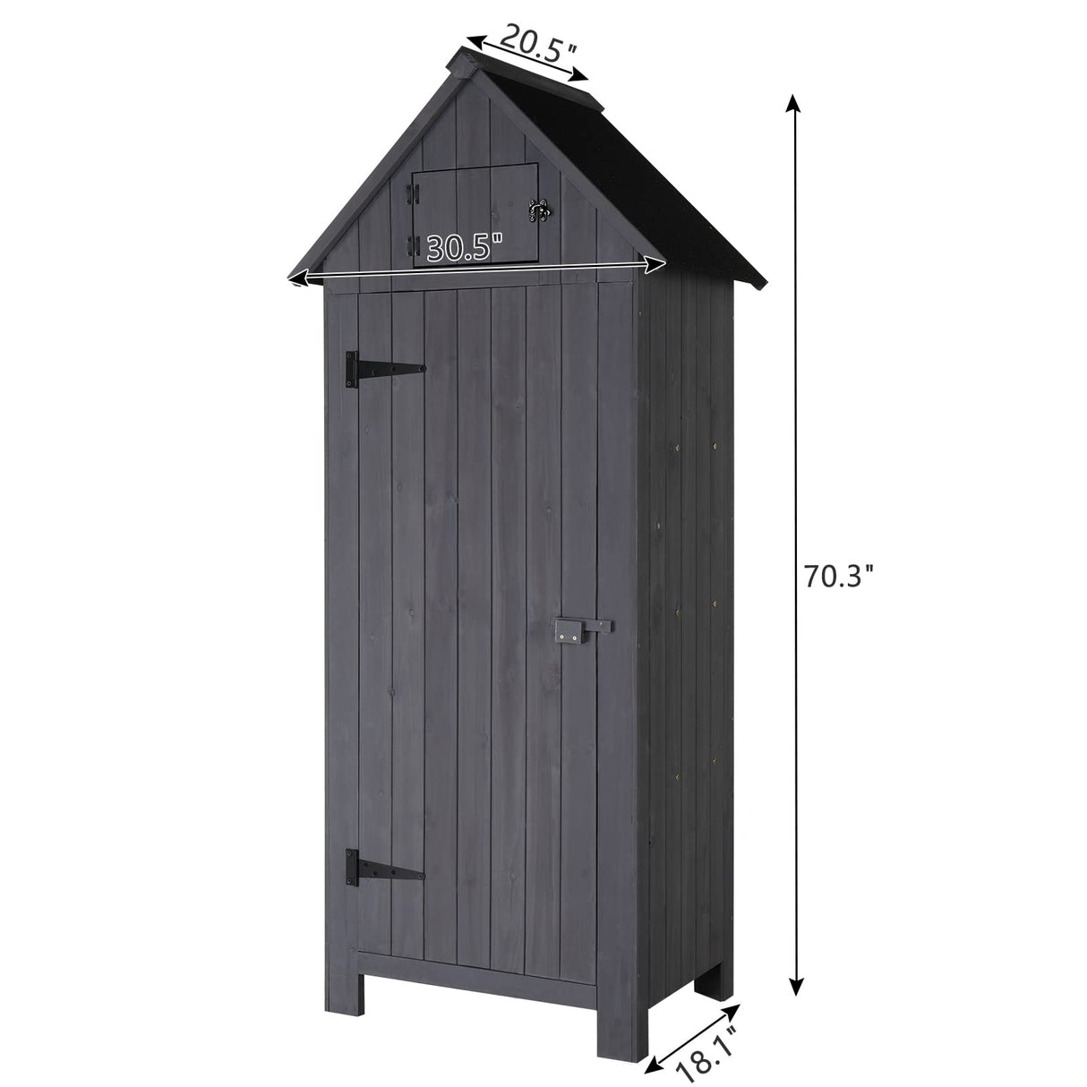 VINGLI Outdoor Wooden Storage Shed, Garden Shed Outside Tool Cabinet with Safety Latch, Patio Storage Organizer (Dark Grey) VINGLI