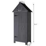 VINGLI Outdoor Wooden Storage Shed, Garden Shed Outside Tool Cabinet with Safety Latch, Patio Storage Organizer (Dark Grey) VINGLI