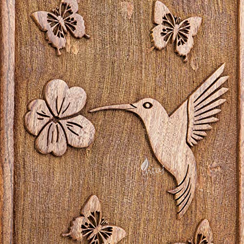 INTAJ Wooden Cremation Urn for Human Ashes, Adult INTAJ Rosewood Urn for Ashes, Humming Bird Funeral Cremation Urn Hand-Crafted - Burial Urn Box INTAJ