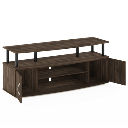 Furinno JAYA Large Entertainment Stand for TV Up to 55 Inch, Columbia Walnut/Black - WoodArtSupply