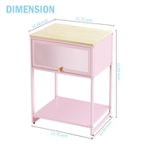 SYKIARIOL Pink Nightstand,End Tables with Storage Drawer,Bedside Table with Open Storage Shelf,Metal Side Table,Durable Wood Top Side Table for Bedroom,Living Room,Dorm,Guest Bedroom,Pink SYKIARIOL