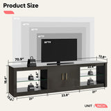 Bestier LED TV Stand for 75 Inch TV Large Entertainment Center Gaming with Storage Glass Shelves Two Cabinets Modern TV Console for Living Room Bestier