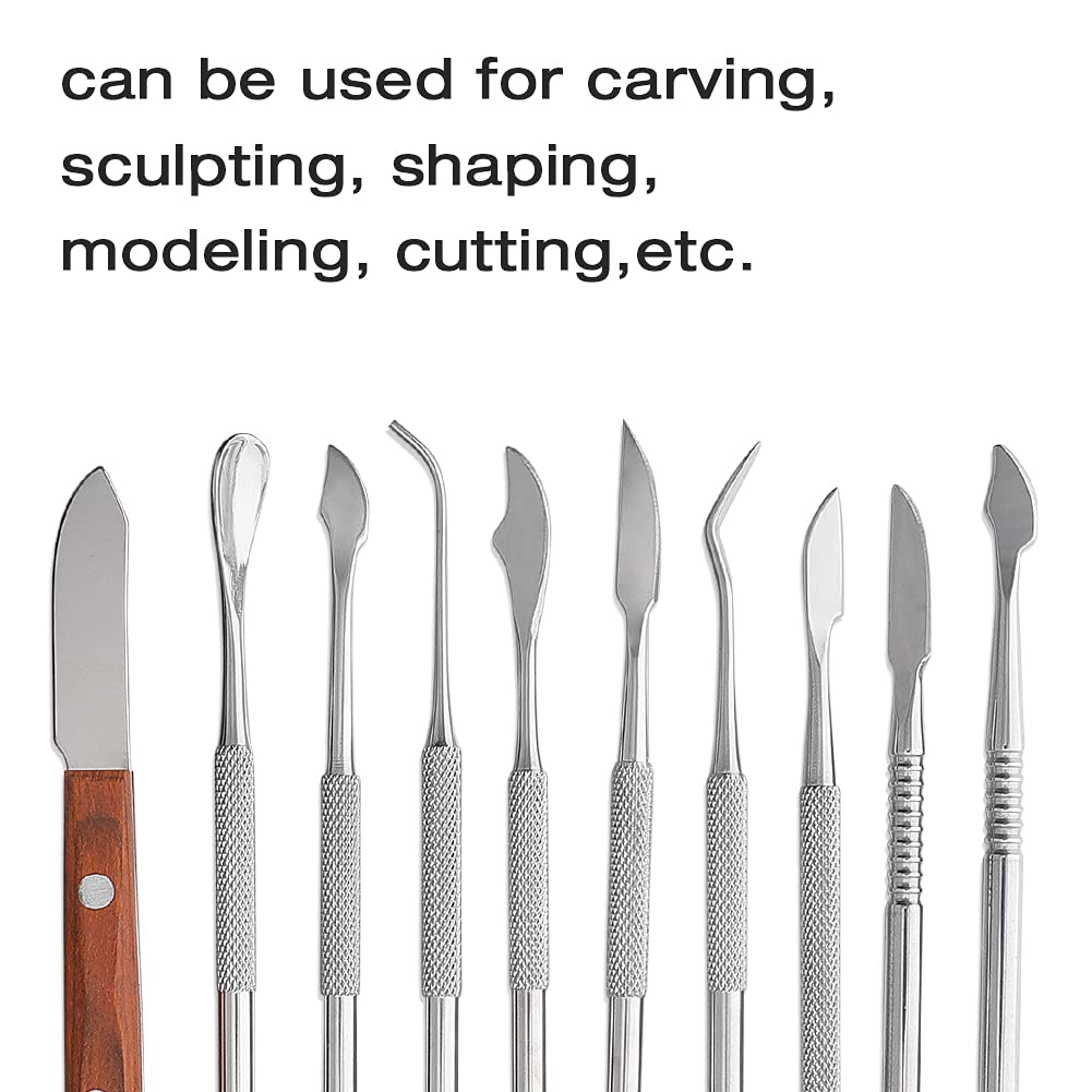 Wax Carving Tools - 10PCS Stainless Steel Wax Carvers Set Sculpture Chisel Tools Double-Ended Pottery and Polymer Clay Tools and Carrying Case LVCHEN