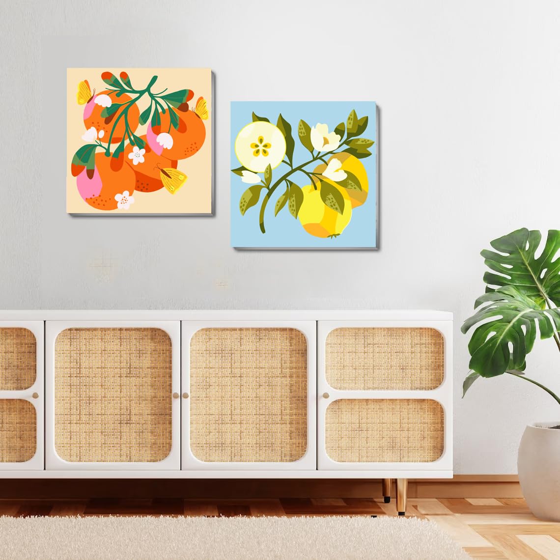 4 Pack Framed DIY Paint by Numbers Kit for Adults Beginner,Fruit Oil Painting Easy Paint by Number with Canvas,Acrylic Paint Kit Arts and Crafts for Adults for Decor 8x8inch Canrichshop