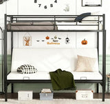 Bellemave Twin Over Futon bunk Bed, Futon bunk Bed, loft Bed with futon, No Box Spring Needed, Black Bellemave