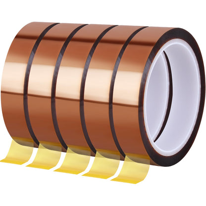 5 Rolls Sublimation Tape Heat Transfer Tape, 20mm × 50m (164ft) Heat Resistant Tape Sublimation Bulk, Brown Heat Transfer Tape for Sublimation Press Electronic Soldering Insulation, No Residue