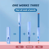 OSteed Ergonomic Pencil Grip, Extender & Cap 3 in 1, Silicone Pencil Partners Pack of 6 Pcs for Kids and Adults Handwriting OSteed