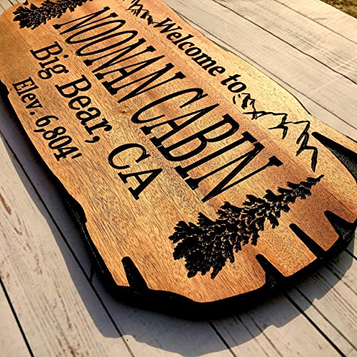 Personalized Cabin Sign Outdoor Wooden Sign Lake House Welcome Sign Rustic Decor - WoodArtSupply