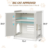 Halitaa Cat Litter Box Enclosure Furniture, Hidden Litter Box Furniture with Removable Dividers, Reversible Entrance Can Be on Left or Right Side, for Hallway, Bedroom, White, 31.4" L Halitaa